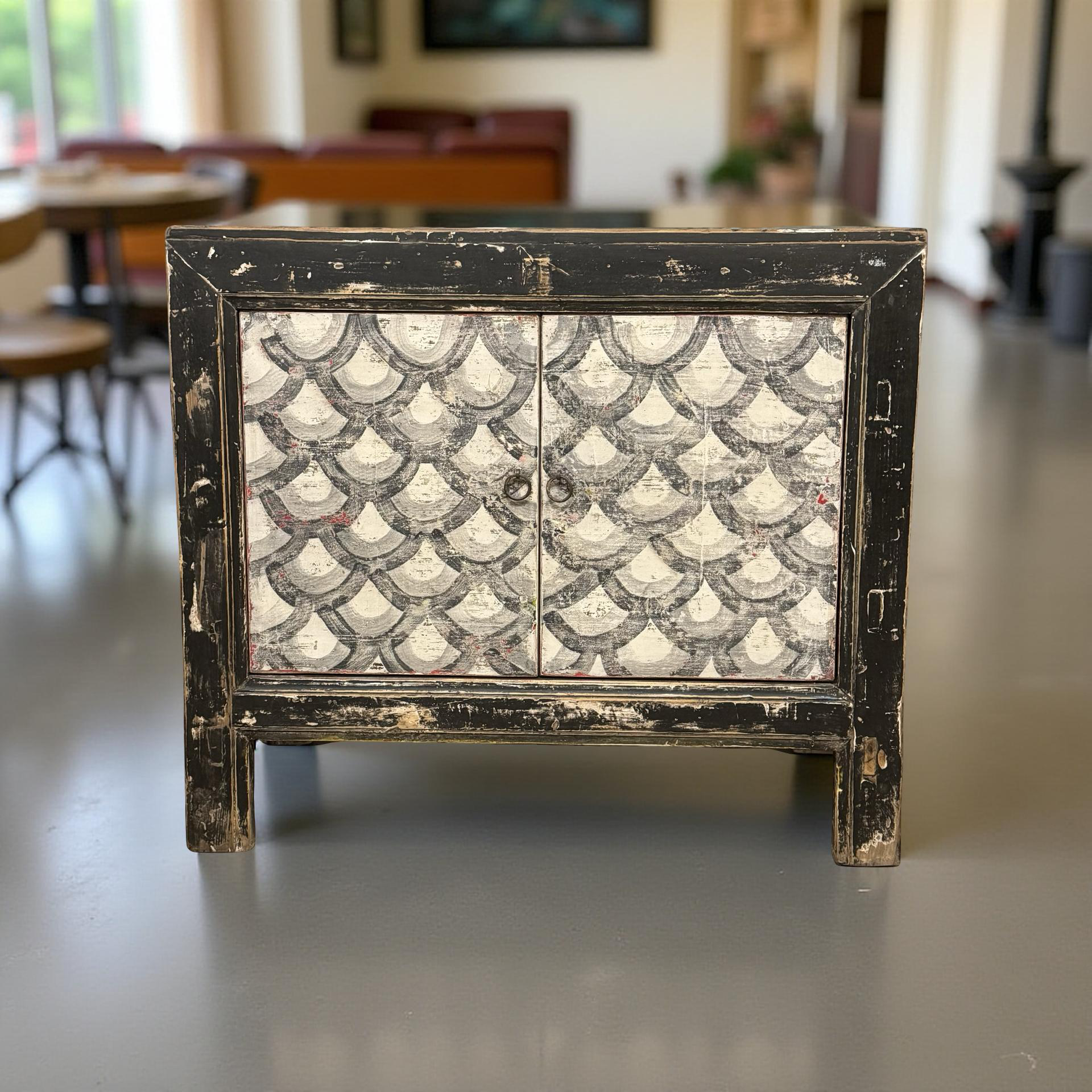 Wandkast 2deur zwart/wit schub uniek