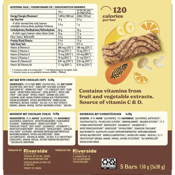Bio Frühstücksriegel Chocolate Chip