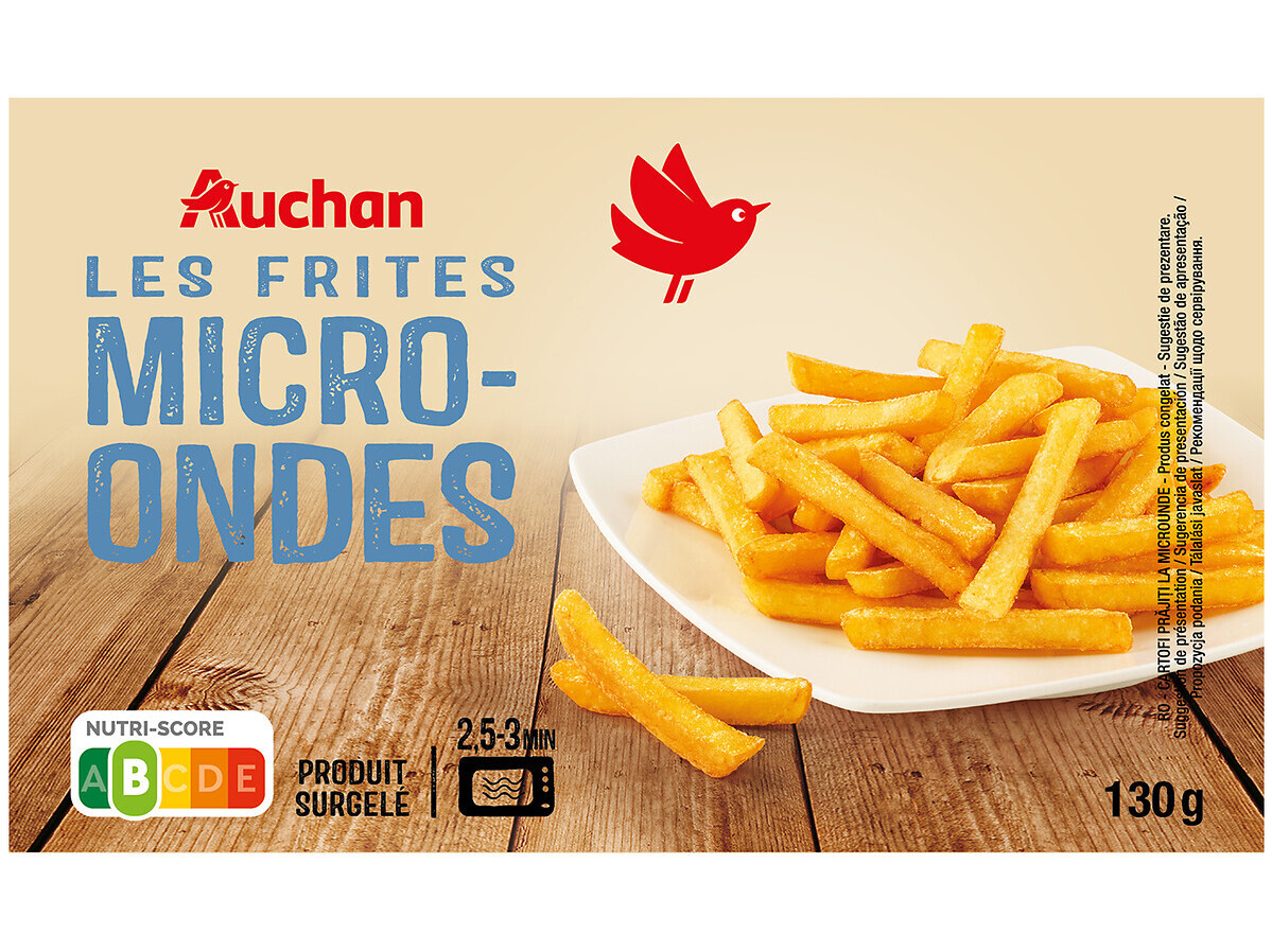 BATATAS AUCHAN PRÉ-FRITAS PALITOS PARA MICROONDAS 130G