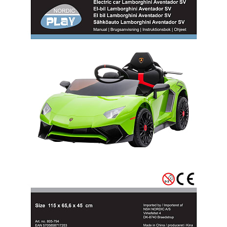Lamborghini Aventador elektrisk bil 12V