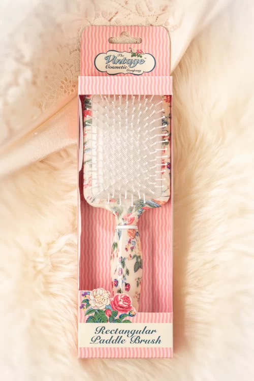 The Vintage Cosmetic Company Rechthoekige peddelhaarborstel met bloemenmotief