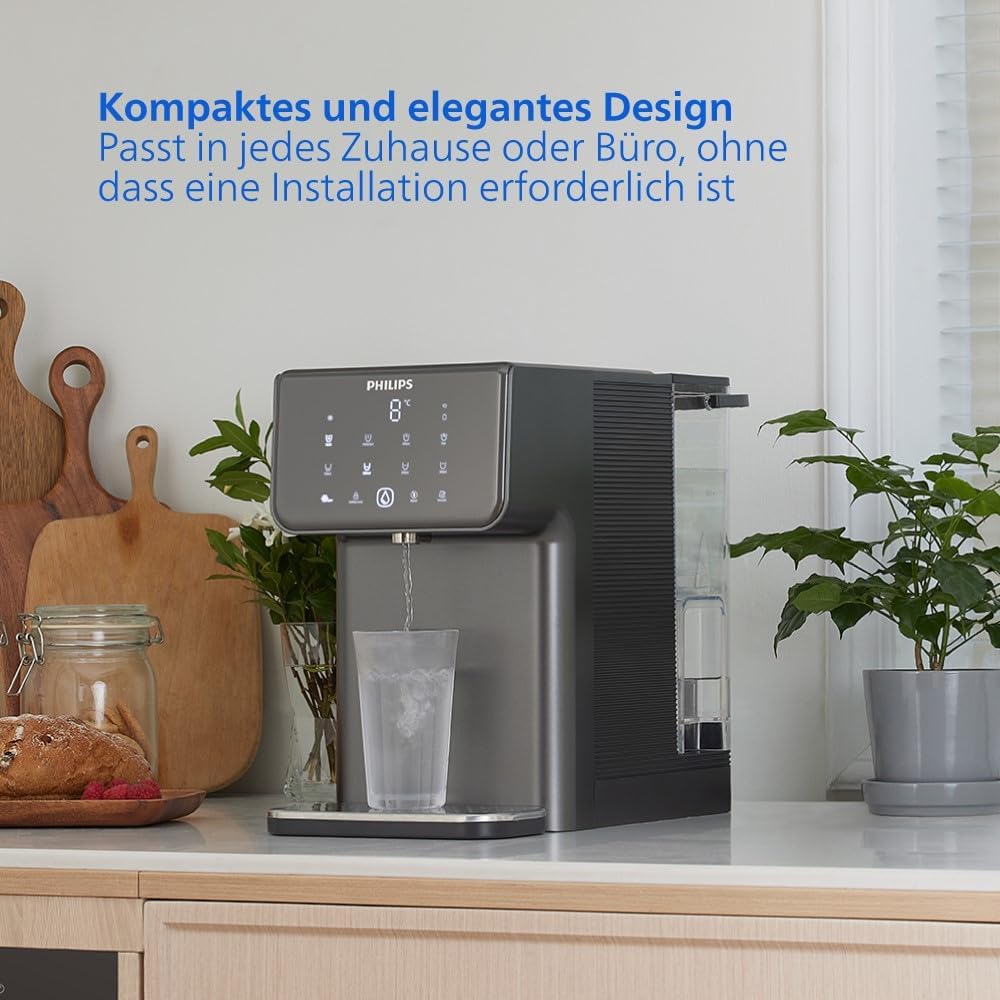 Philips Water Station – Heiß- & Kaltwasserspender mit Filter, 7 Temperatureinstellungen & 5 Volumenvoreinstellungen, 2,8L Fassungsvermögen, Anticalc+ Filter entfernt Chlor, Kalk, Mikroplastik & PFOA