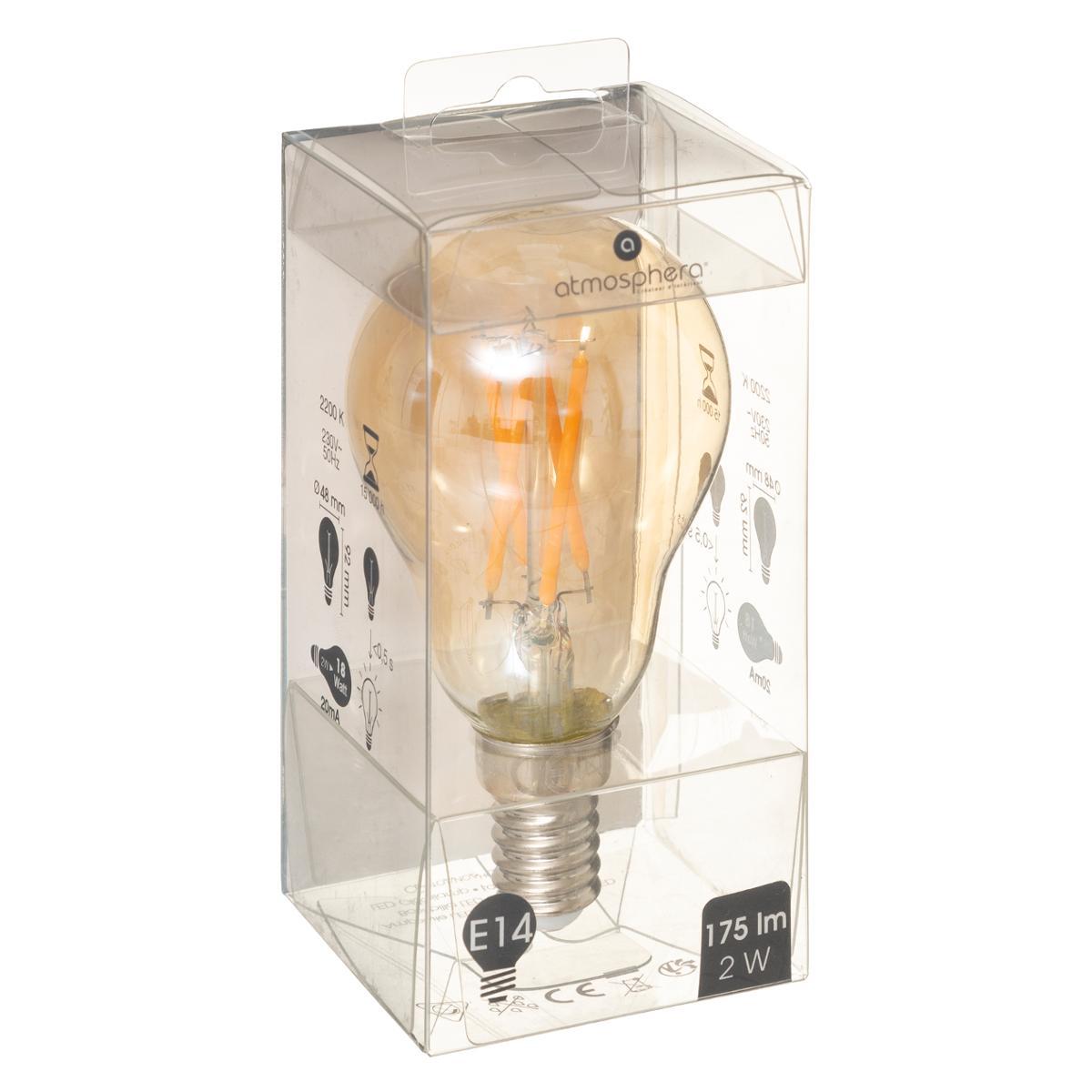 AMPOULE LED DROITE AMBRE E14 A48 2W