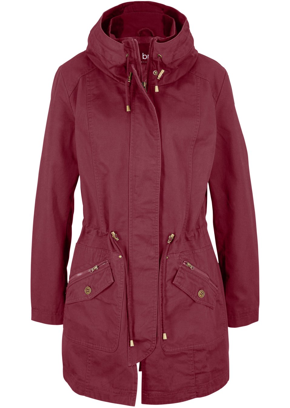 Parka courte en coton avec col montant, cintrée