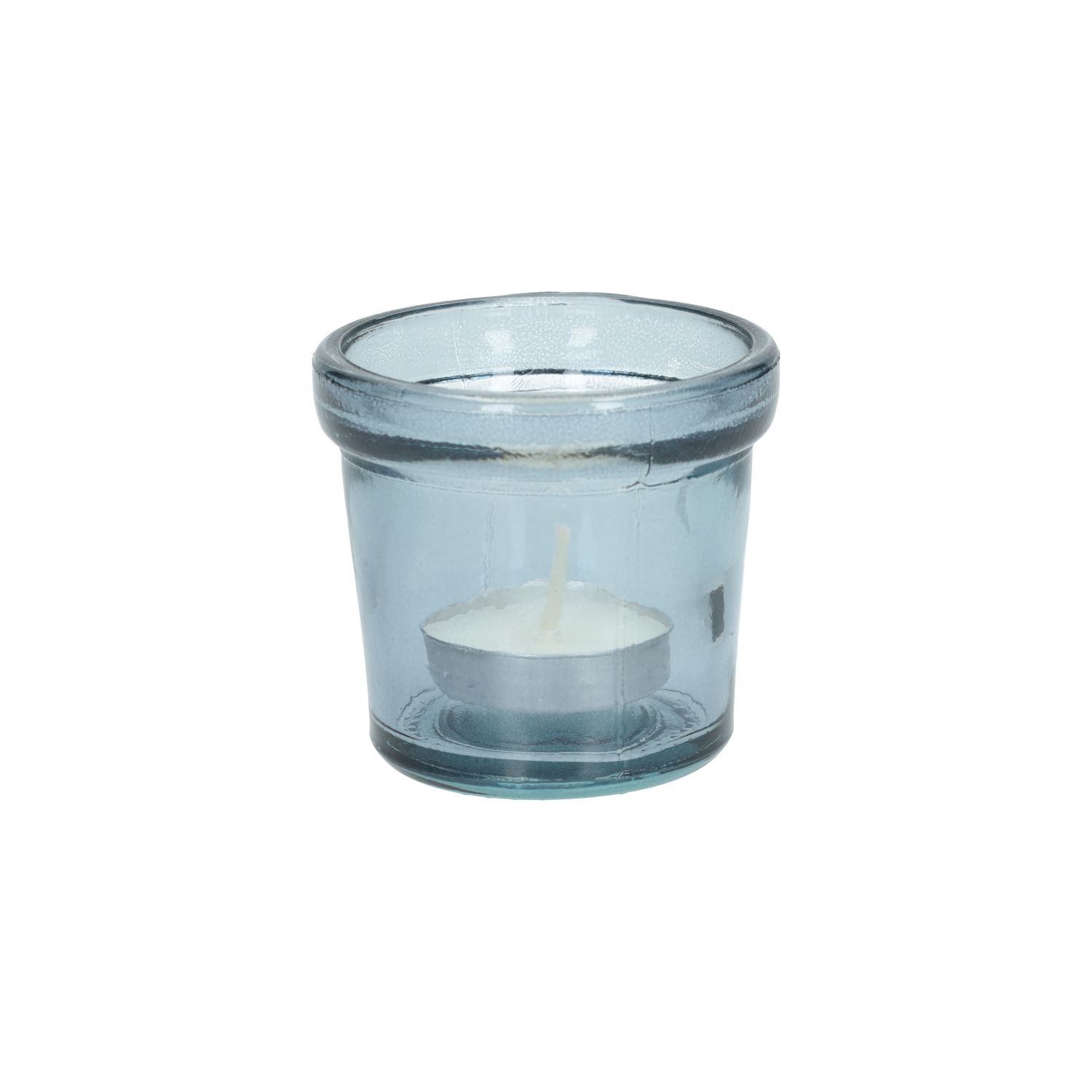 Waxinelichthouder, gerecycled glas, blauw, Ø7 cm