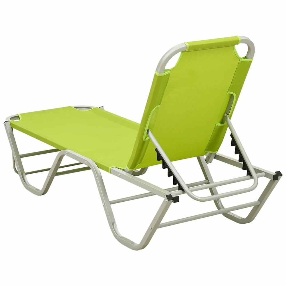 Transat chaise longue bain de soleil lit de jardin terrasse meuble d'extérieur aluminium et textilène vert