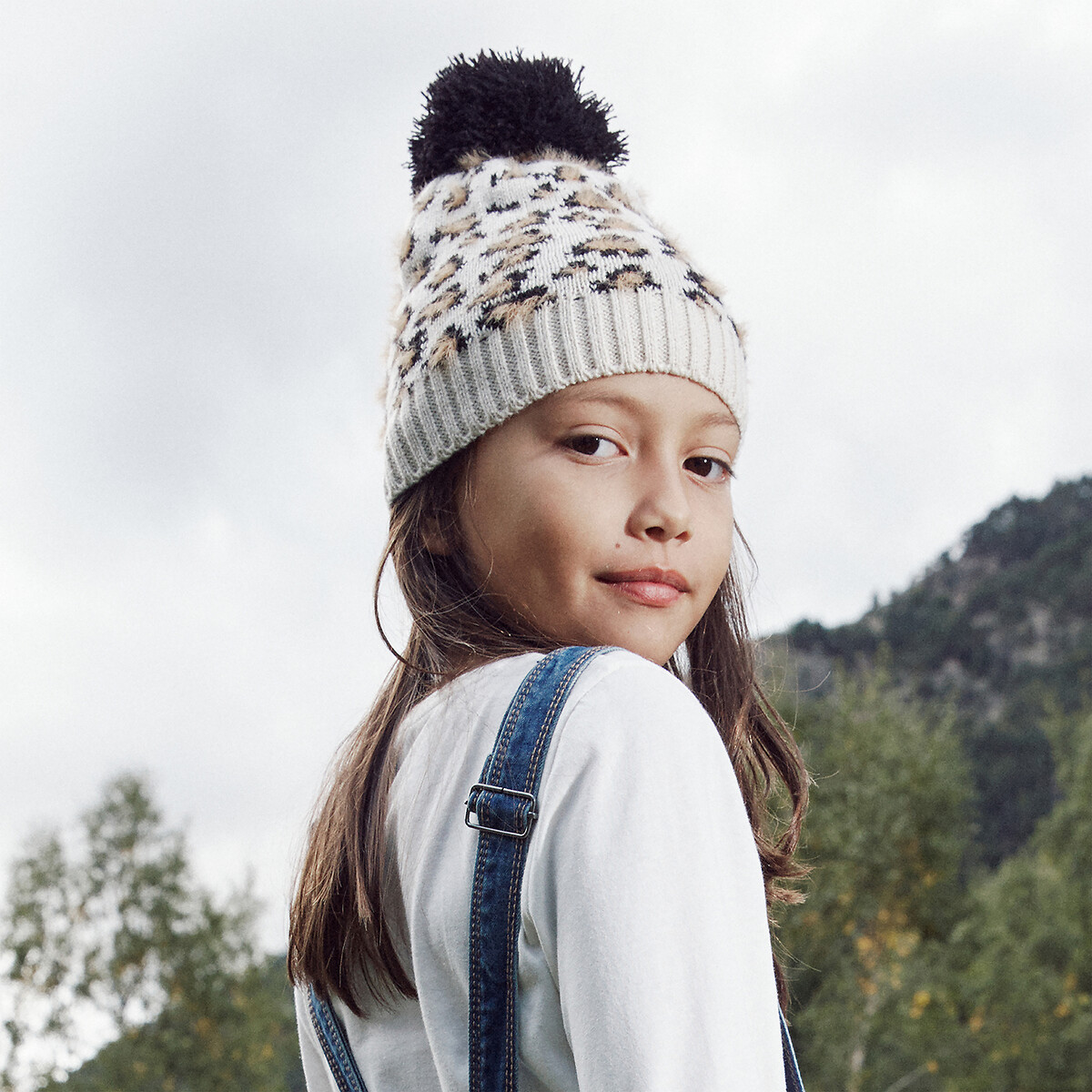 COLEÇÕES LA REDOUTE<br>Chapéu com pompom, estampa de leopardo