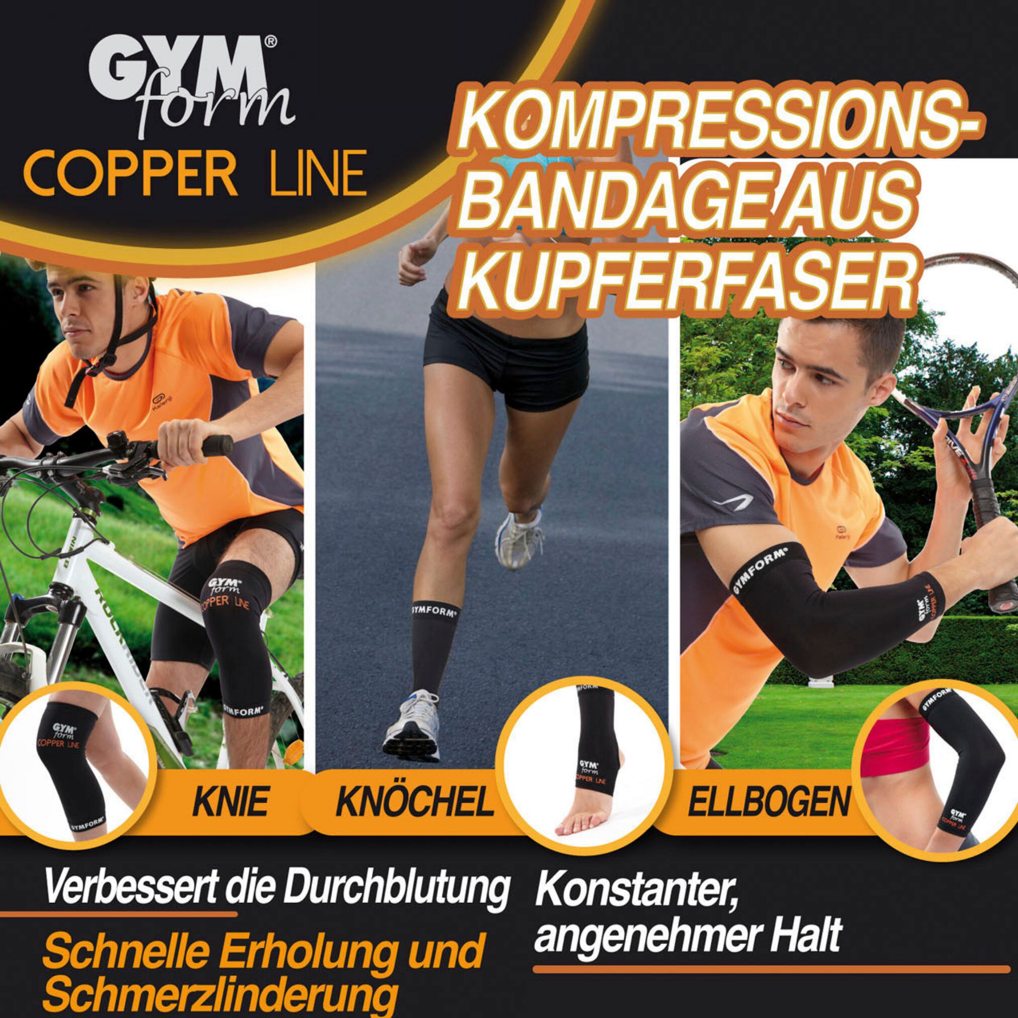 Gymform® Bandage Kompression - Kniebandage Copper Line Knie