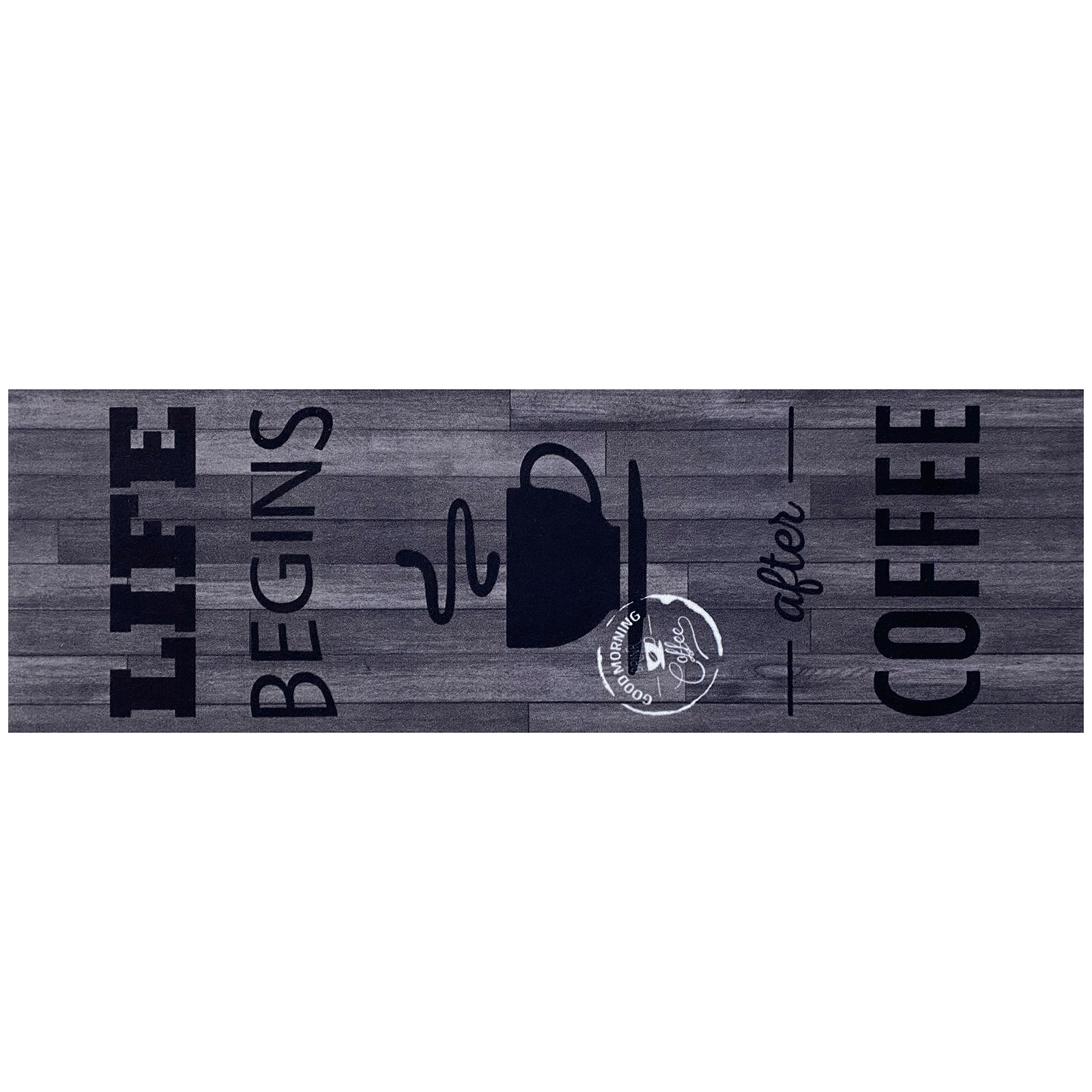 Läufer Tripple Coffee Life Wood - grau-schwarz - 50x150 cm