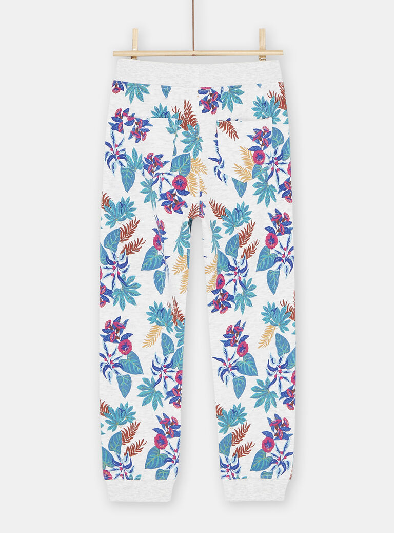 Jogging gris chiné à imprimé fleuri fille