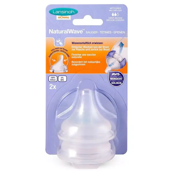 Bico Lansinoh Momma NaturalWave Fluxo Médio x2