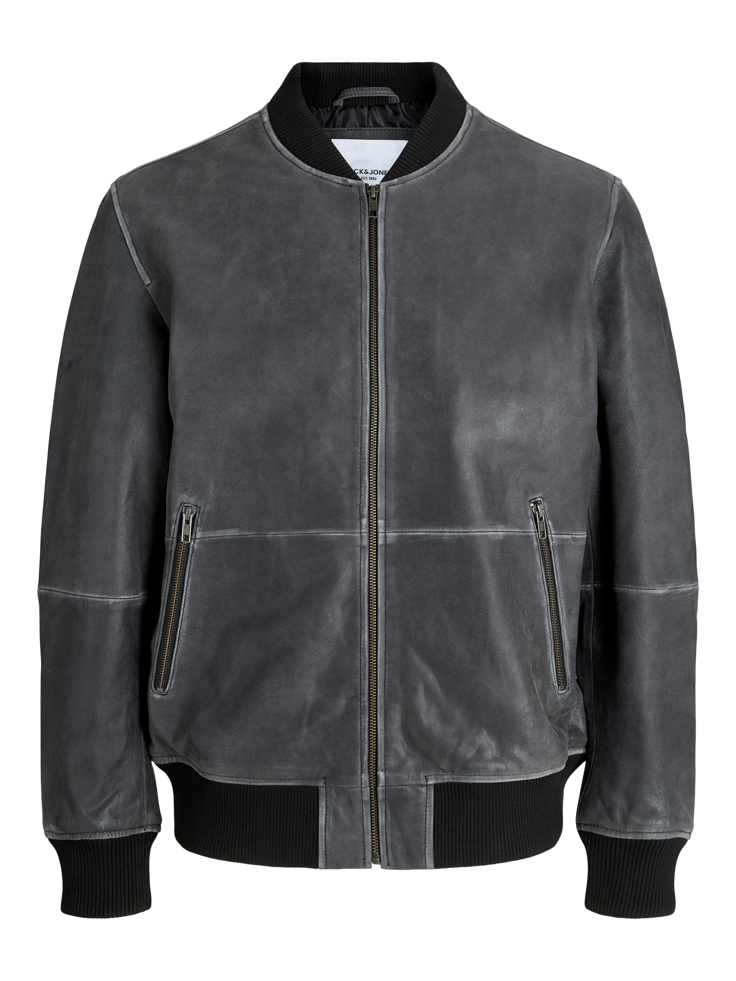 Jack & Jones Lederjacke »JJECHARGE LEATHER BOMBER SN« ohne Kapuze