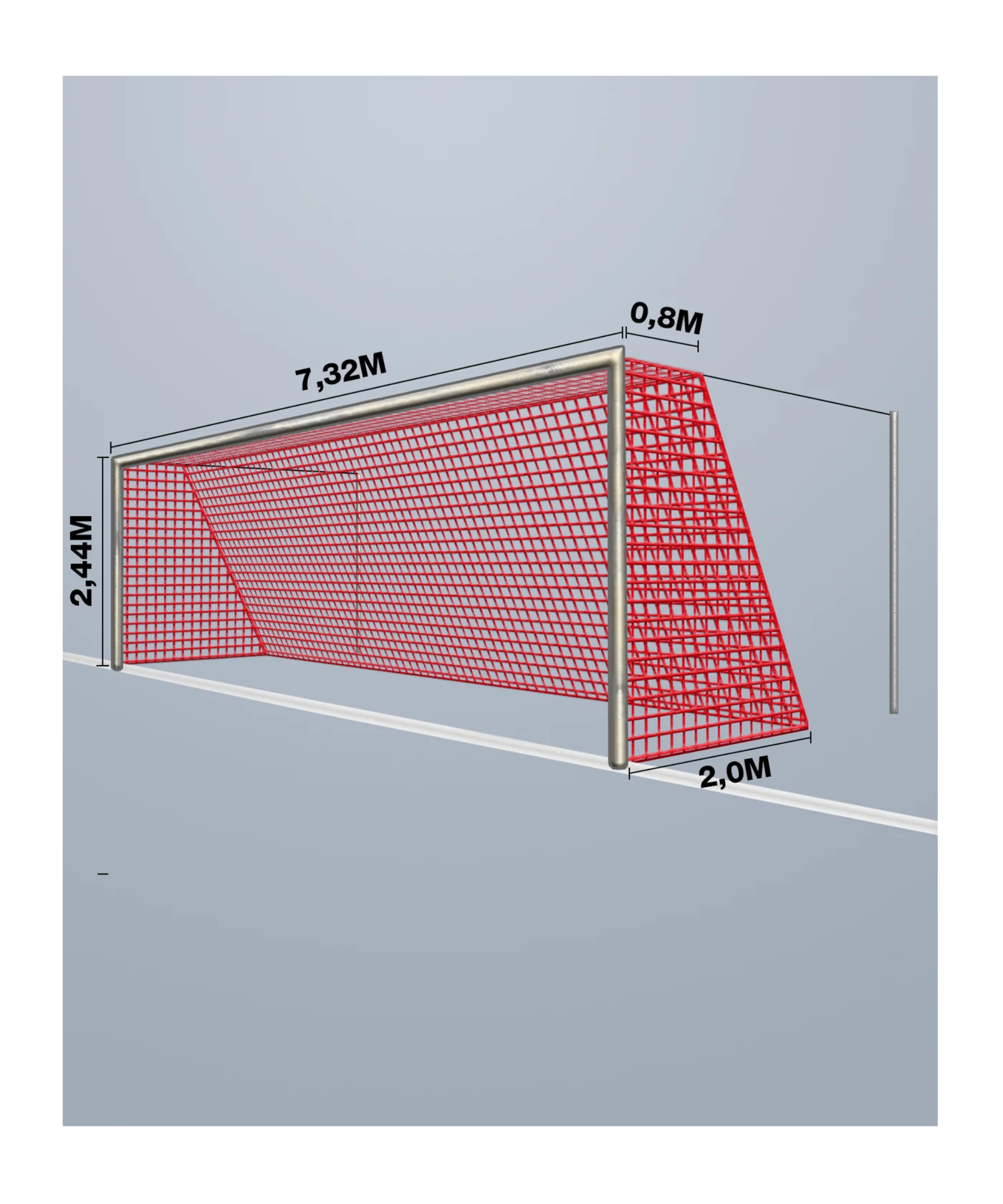 Cawila Tornetz 7,50x2,50m | Tiefe 0,8x2,0m | Maschenweite 12cm | Stärke 4mm | rot