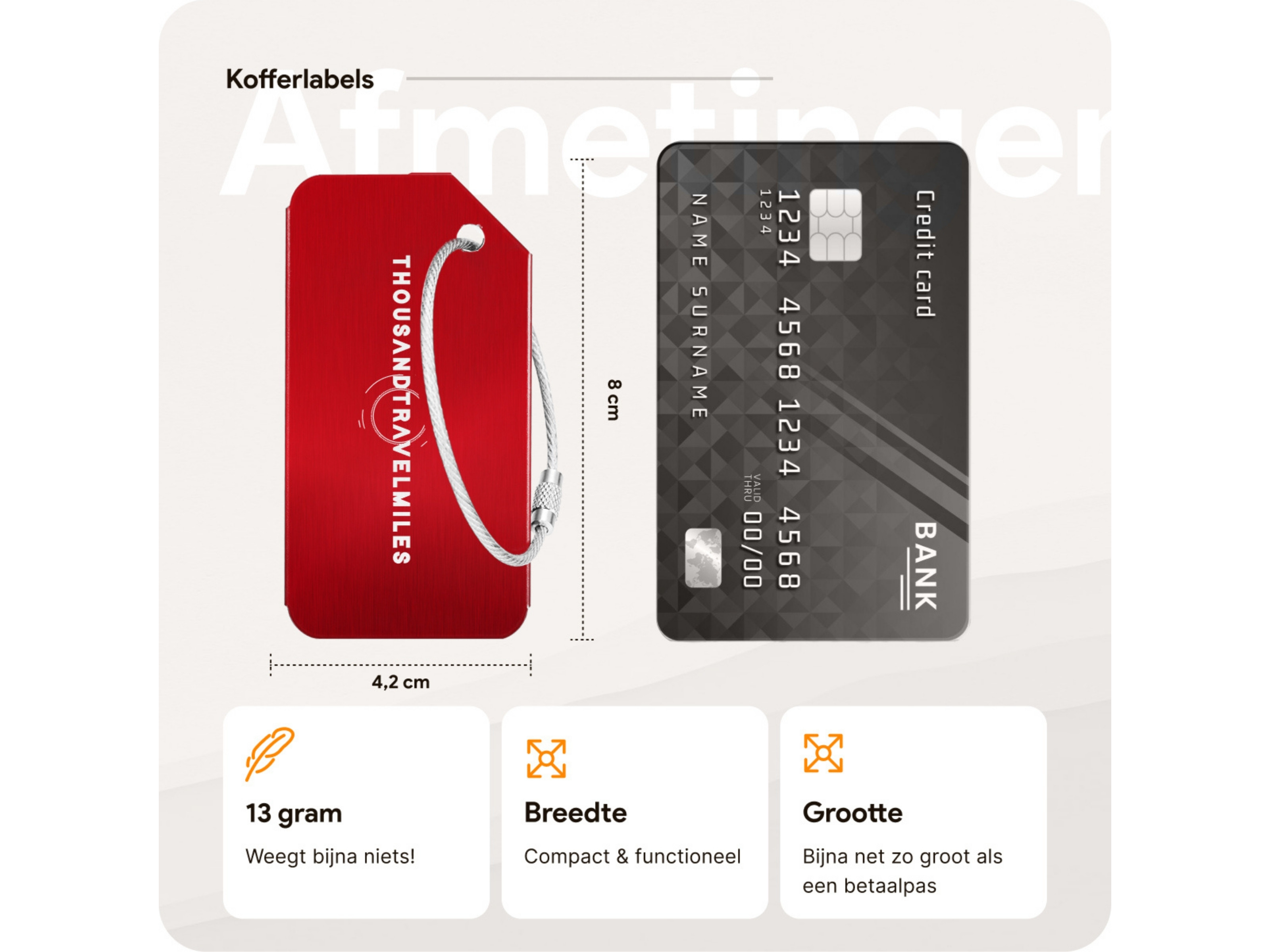 Thousandtravelmiles 2 kofferriemen met 2 bagagelabels - Red