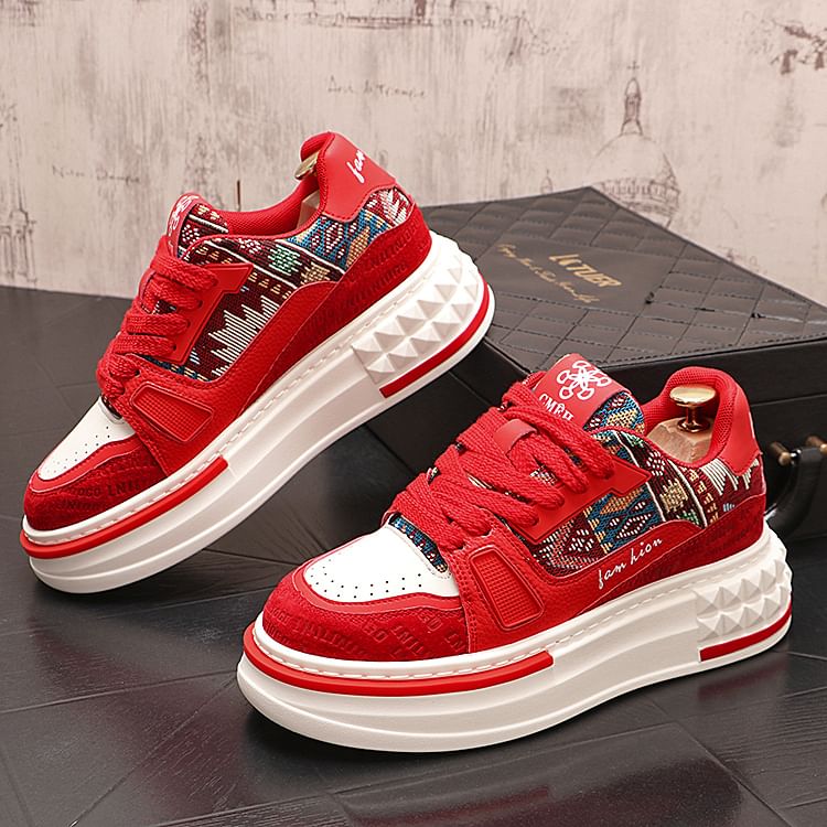 Mr Ozera - Patchwork veterschoenen met plateauzool
