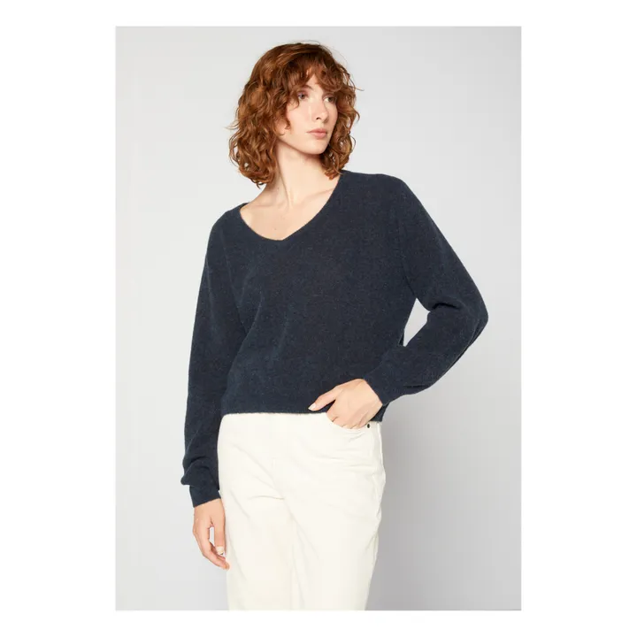 American Vintage Pull Boule Col V Razpark Laine | Bleu marine