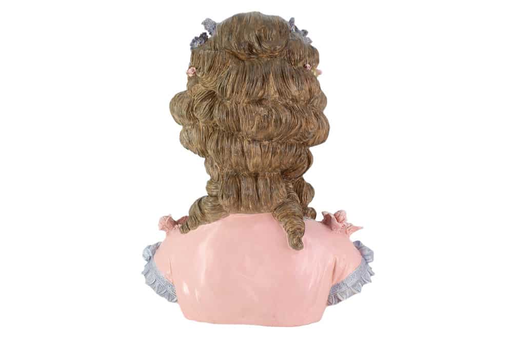 Handgefertigte Tischlampe LADY 60cm mehrfarbig Büste mit Lampenkugel