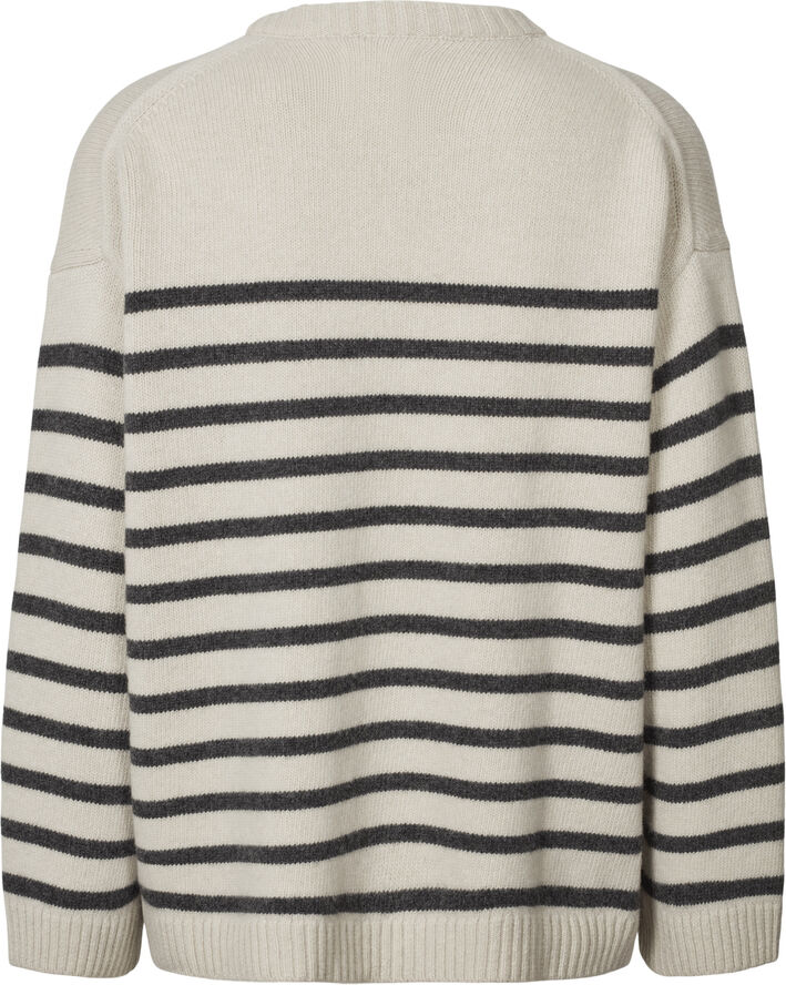 Gai&Lisva Barbera Stripe Lambswool Jumper GOTS 243975 Island fossil / dark grey stripe