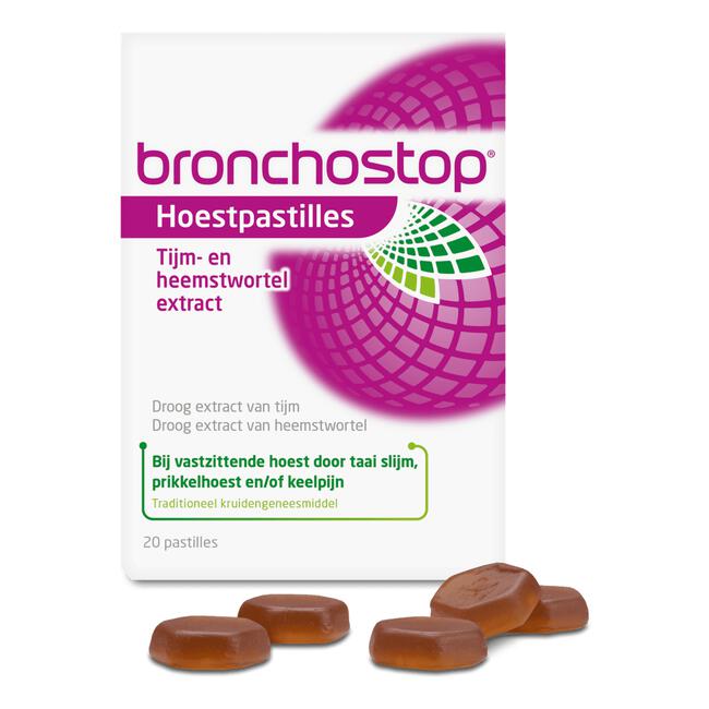 Bronchostop Hoestpastilles bij Vastzittende Hoest of Keelpijn 20 Stuks