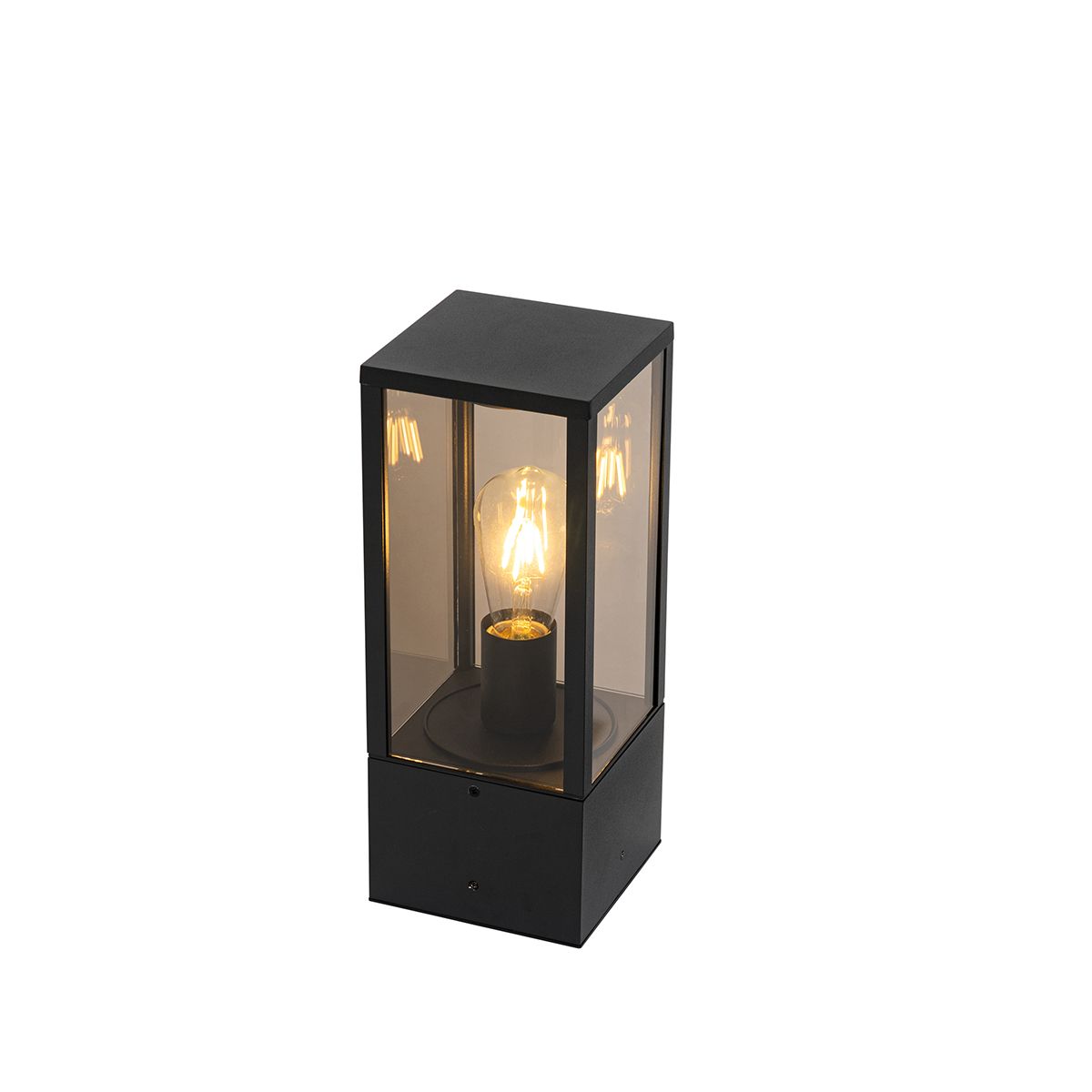 Buitenlamp zwart met smoke glas met grondpin en kabelmof 40cm IP44 - Charlois