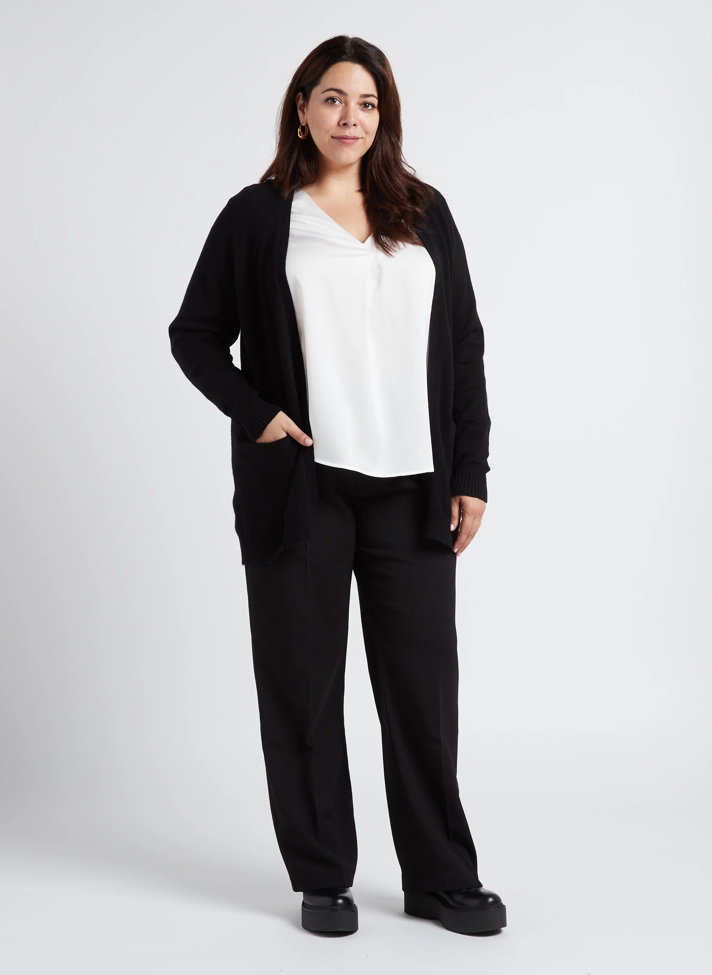 Pantalon droit stretch | Noir