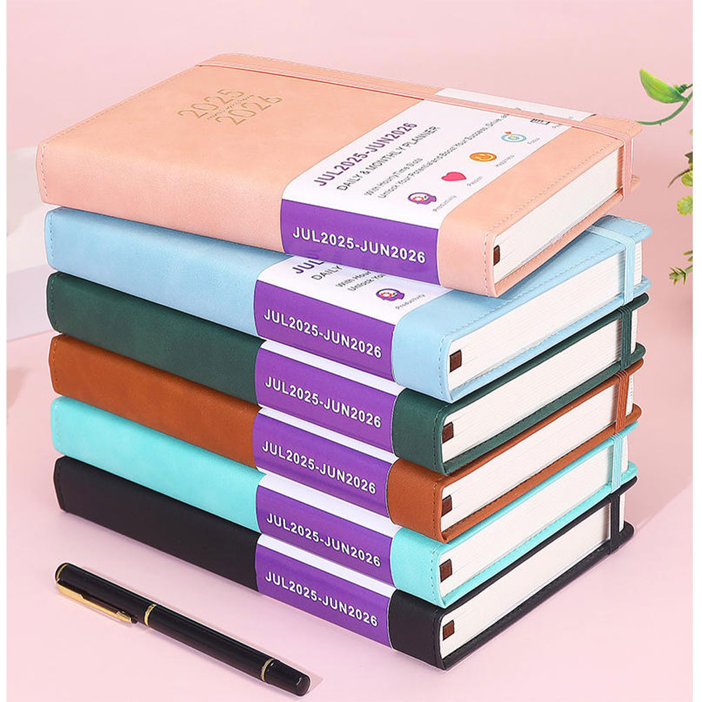 (1T/1S) 21x14cm Hard Cover Tages- und Monatsplaner Schüleragenda Zeitplanungssystem Wochenkalender 2025-2026 inkl. Sticker - Grün