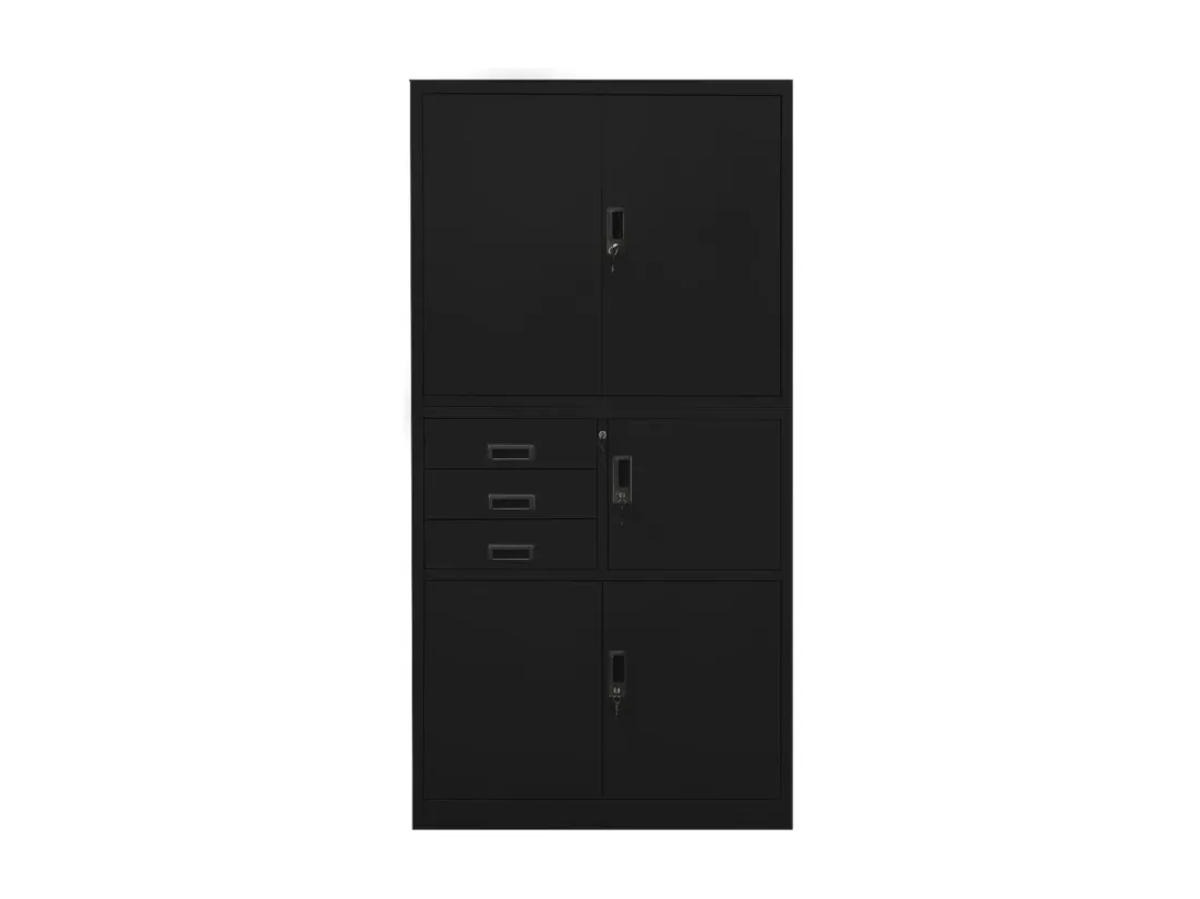 Armoire de bureau Noir 90x40x180 cm Acier