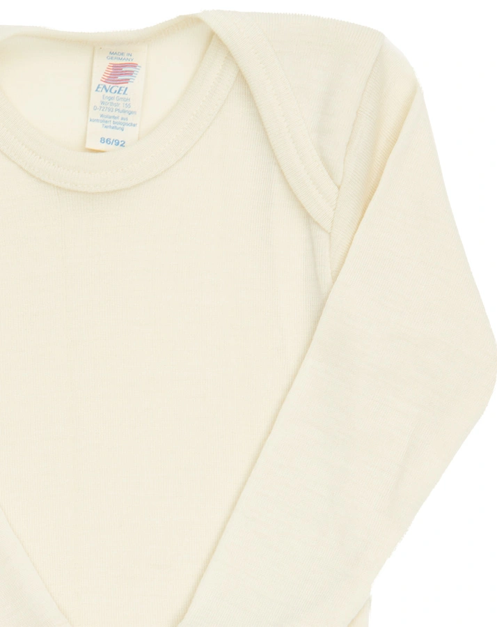 Langarm-Body BABY BASIC mit Wolle und Seide in natur