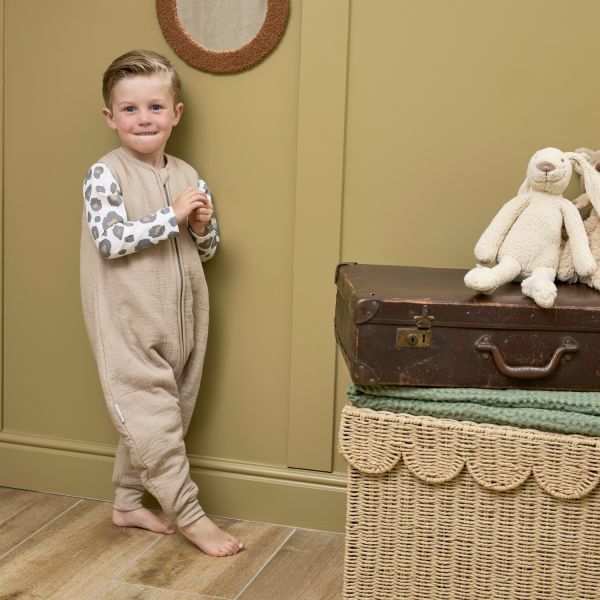 Meyco Baby Uni baby winter slaapoverall jumper - pre-washed hydrofiel - sand - 104cm