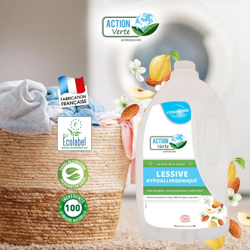 Lessive liquide Hypoallergénique Action verte - 142 lavages - Flacon de 5 L
