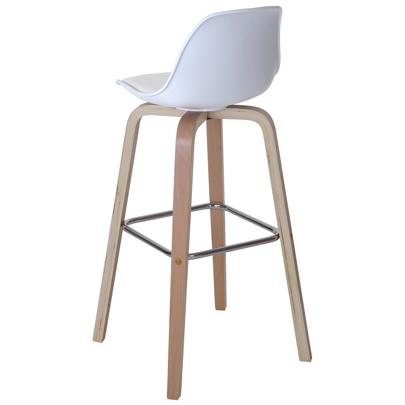 2er-Set Barhocker MCW-A89, Barstuhl Tresenhocker mit Lehne ~ Kunstleder, weiß