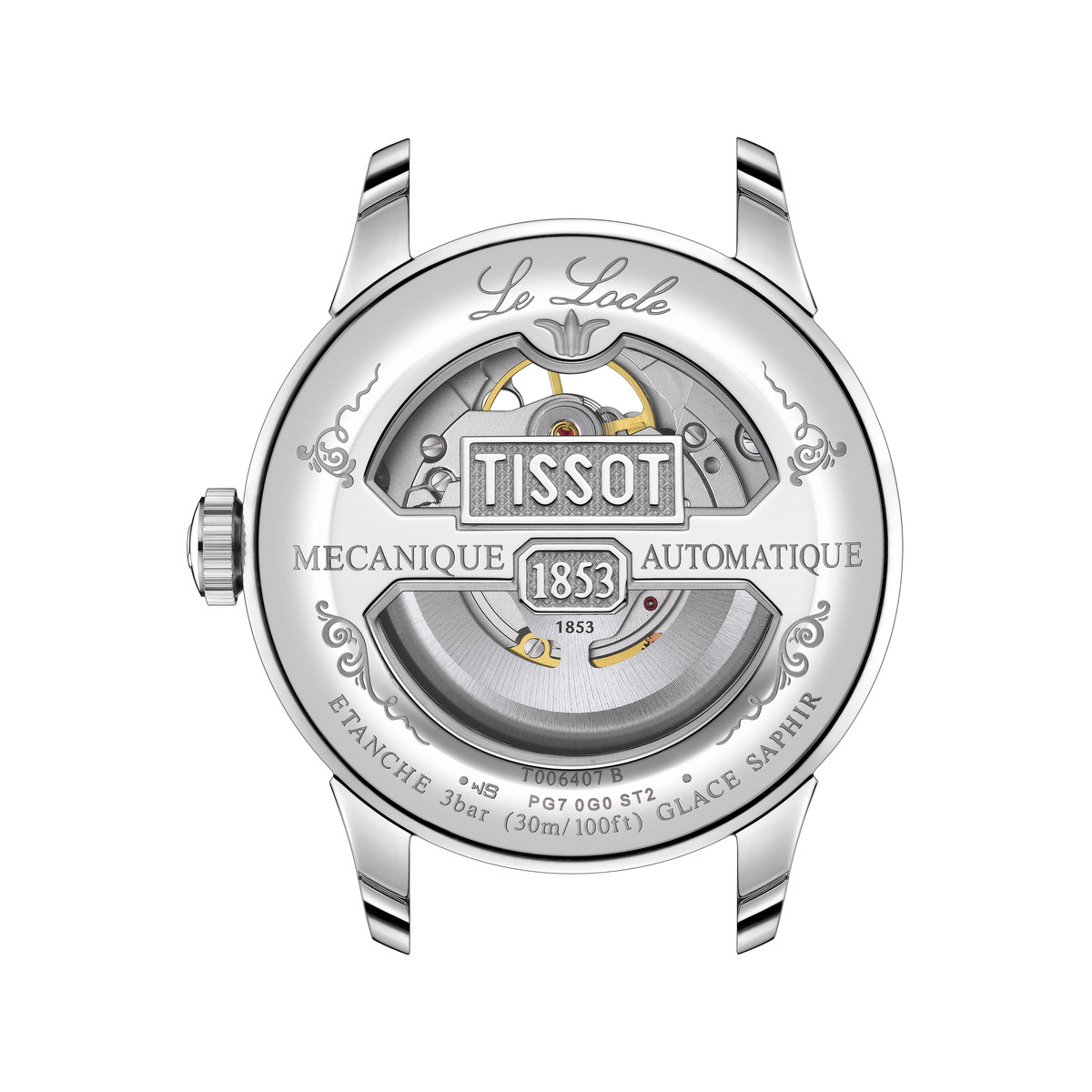 Montre TISSOT T-classic homme automatique, bracelet cuir synthétique brun