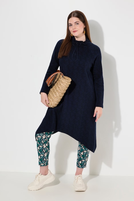 Sweatkleid, Blätter, Stehkragen, Langarm, Biobaumwolle