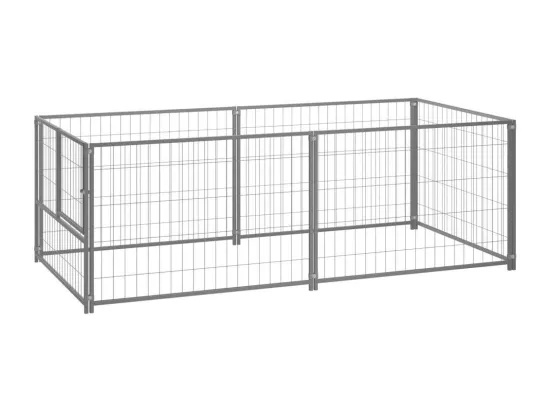 Chenil extérieur cage enclos argenté 200 x 100 x 70 cm 02_0000253
