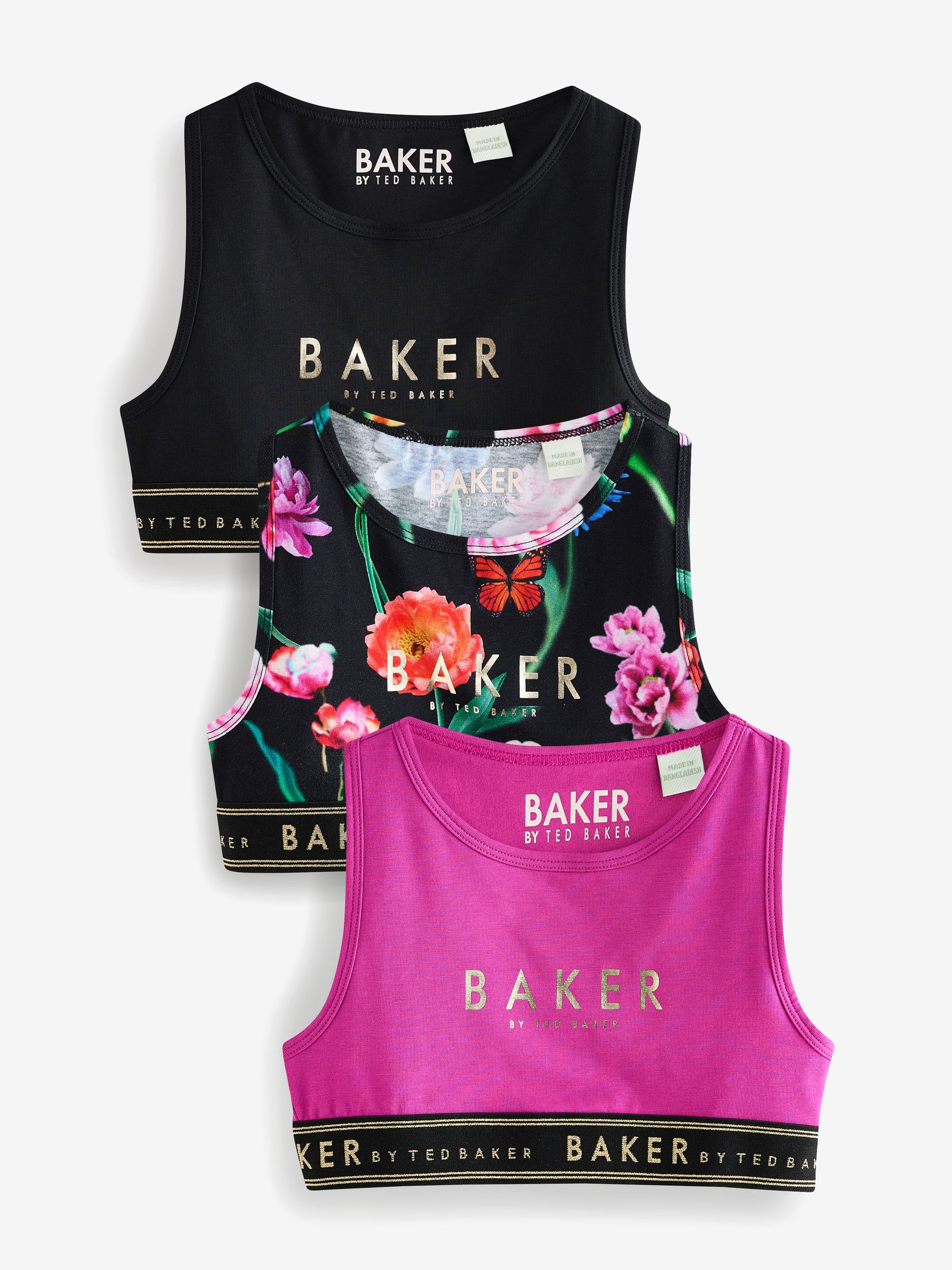 Bessenrood/zwart - Baker by Ted Baker set van 3 crop tops