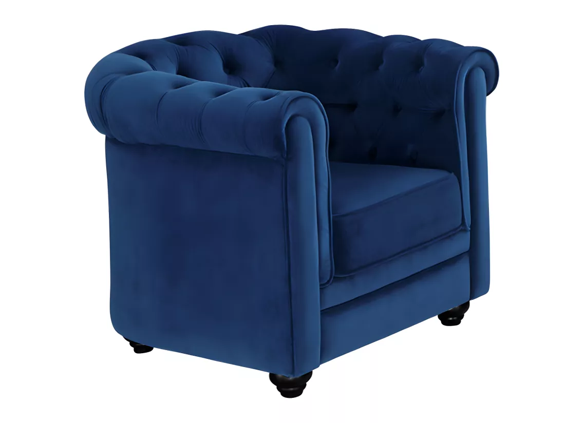 Canapés 3 places 2 places et un fauteuil CHESTERFIELD - Velours bleu roi
