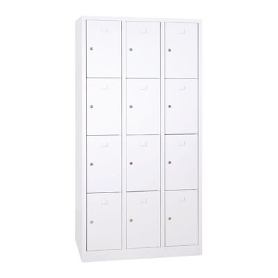 Vestiaire 3 colonnes soit 12 cases monobloc - H180 x L90 x P50 cm - blanc