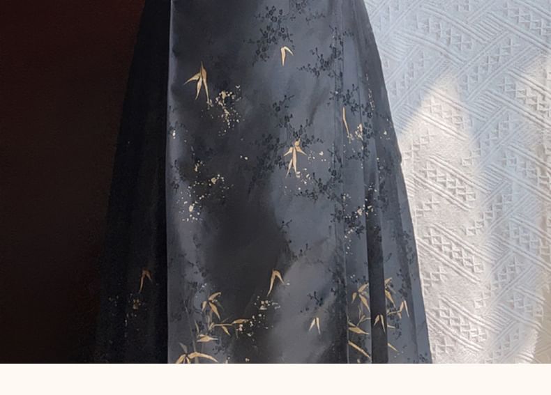 Francoix - Bloemen Hanfu Blouse / Maxi Rok / Set