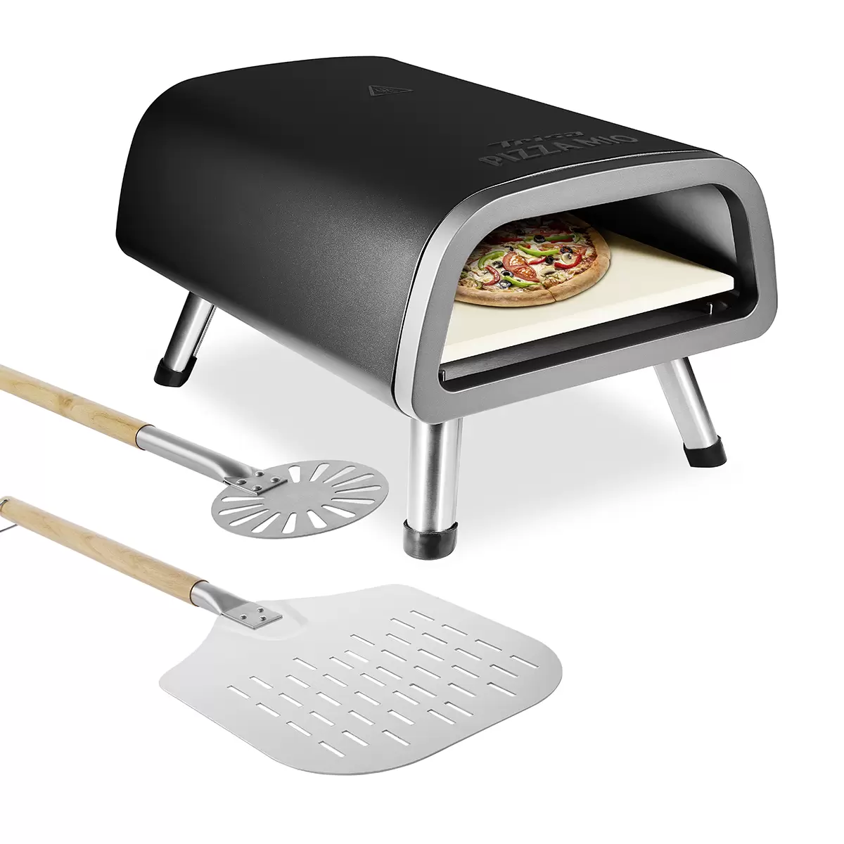 Elektrischer Pizzaofen Trisa Pizza Mio schwarz,silber