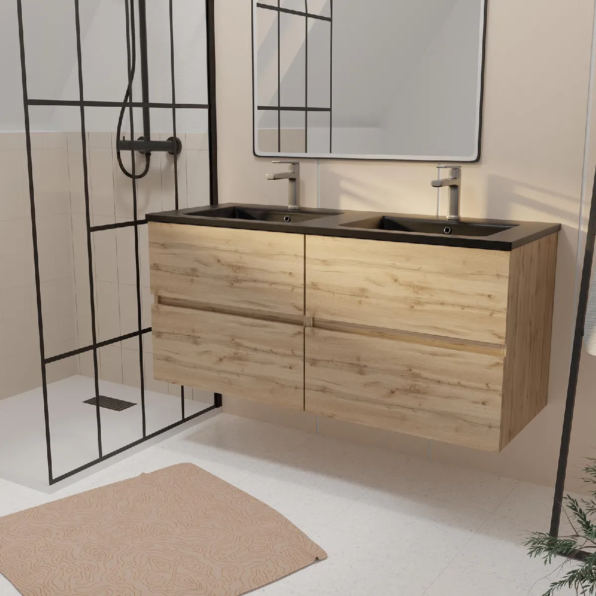 AURLANE TIMBER - Meuble salle de bain 120 cm