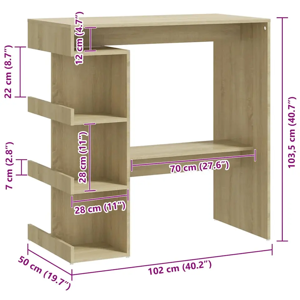 vidaXL - Bartafel - Bruin - Bewerkt hout