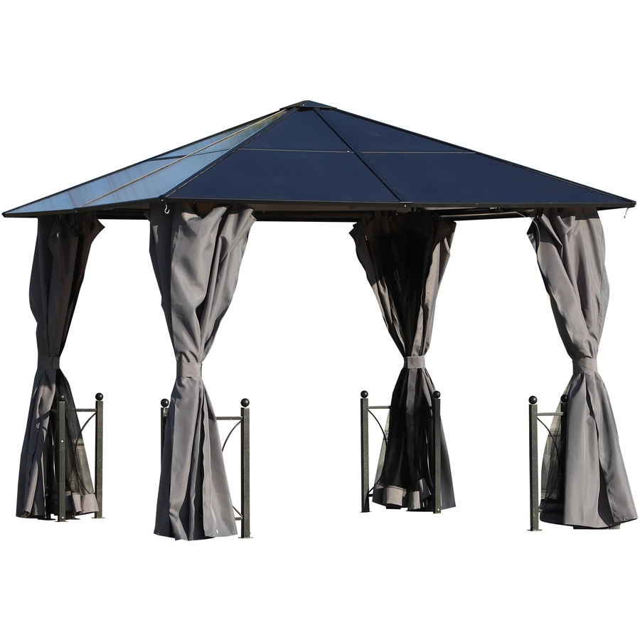 Outsunny Gartenpavillon mit PC Dach schwarz, dunkelgrau