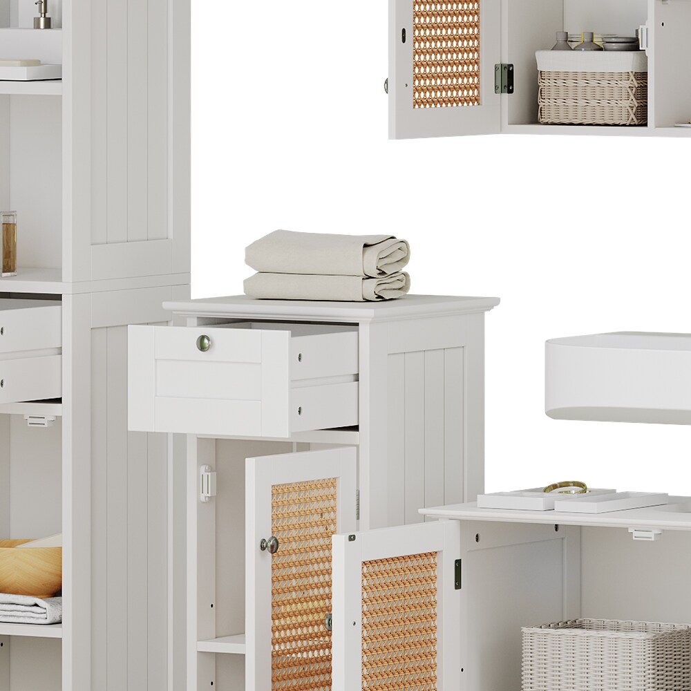 Vicco Badmöbel-Set Rosario, Weiß, moderne Serie, Badezimmer, dekorative Front, Spiegelschrank, Waschtischunterschrank, Midischrank, Hochschrank