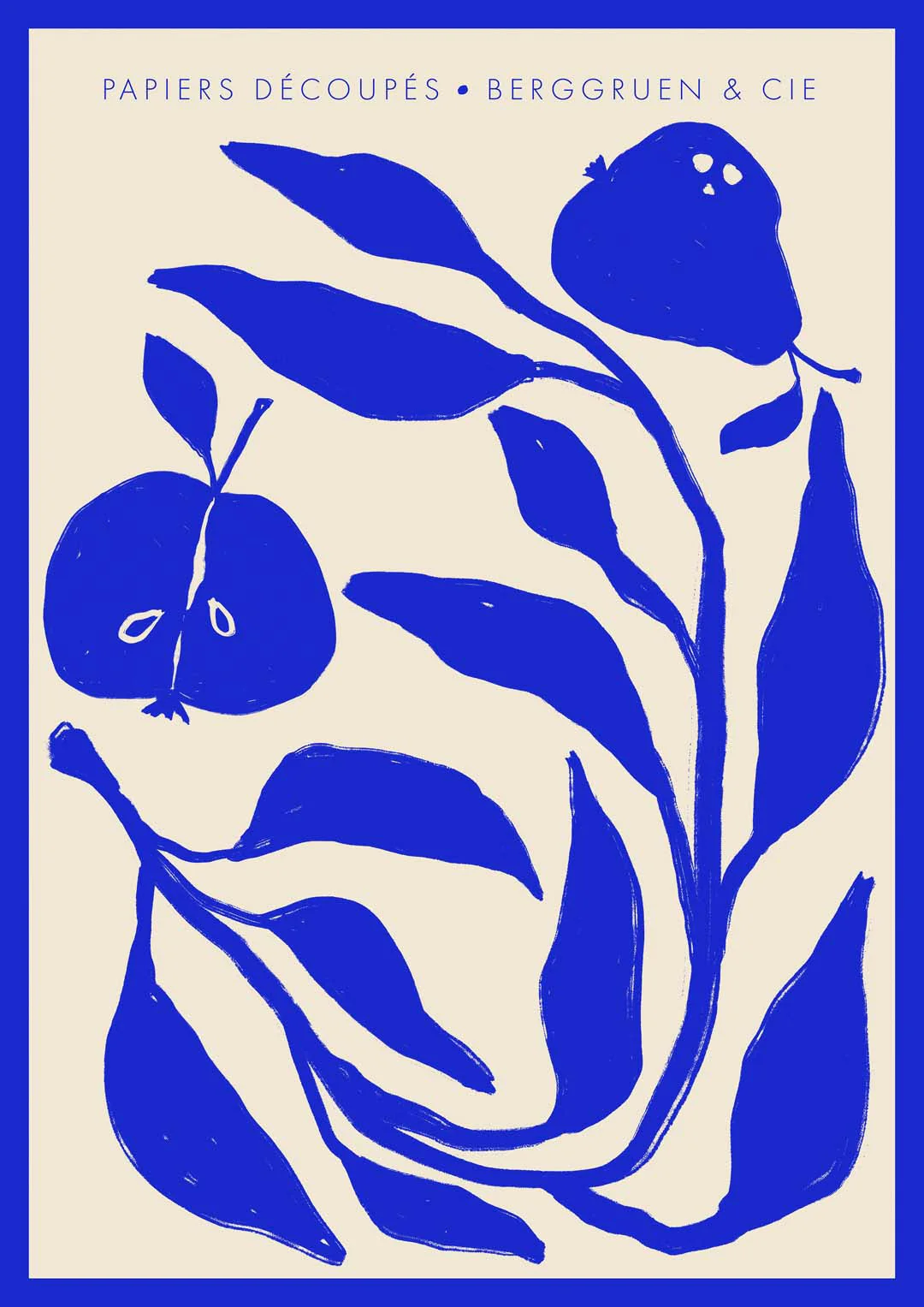 Äpfel Birnen Blau Papiers Découpés Kunstausstellung