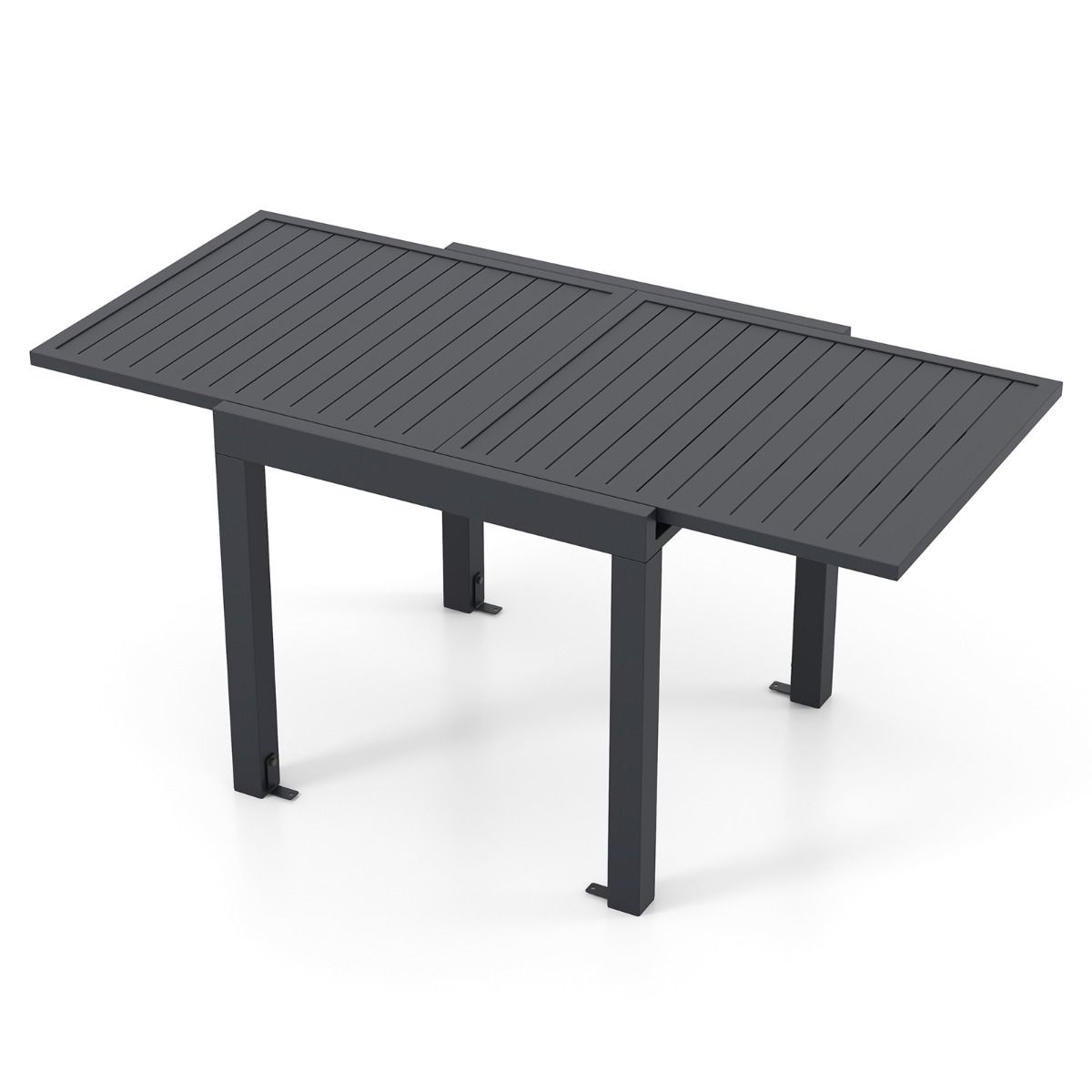 Table de Jardin Extensible en Aluminium Ajustable de 80 à 160 CM Table à Manger Extérieure Plateau à Lattes pour 4-6 Personnes Gris Foncé - Lidl-Manfred