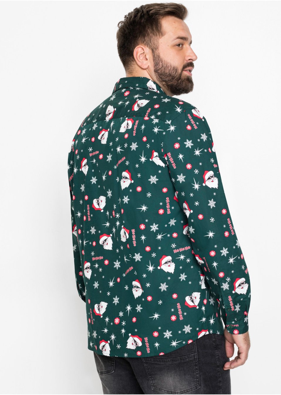 Chemise manches longues avec imprimé de Noël, Slim Fit