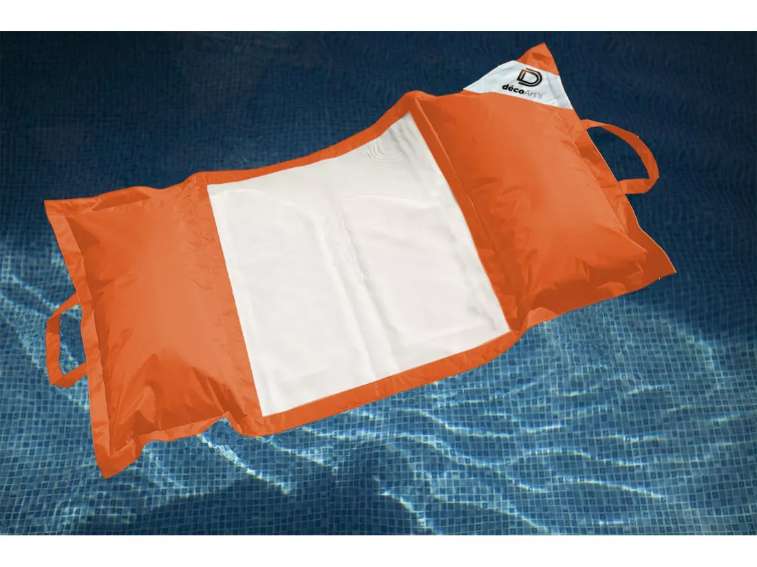 Pouf piscine en Polyester 170x90 cm Orange