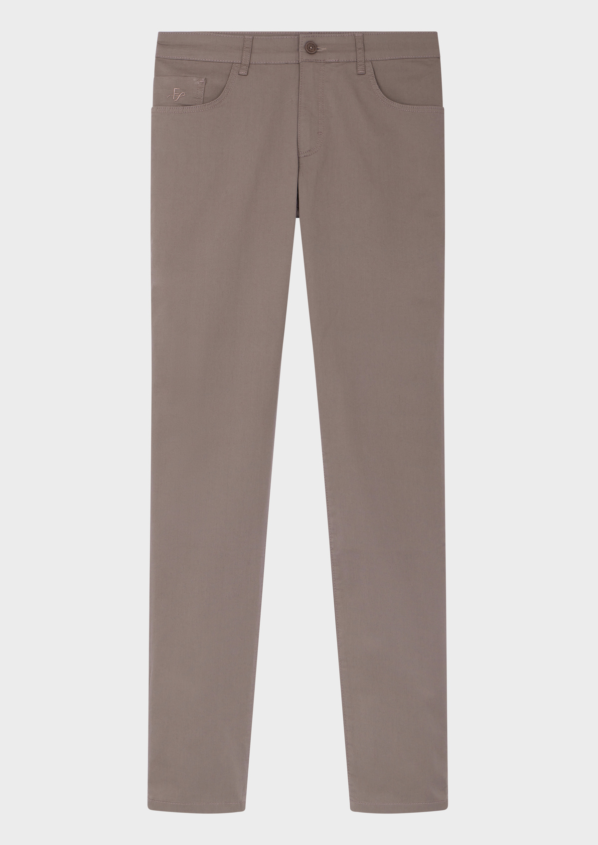 Pantalon casual skinny en coton stretch uni taupe