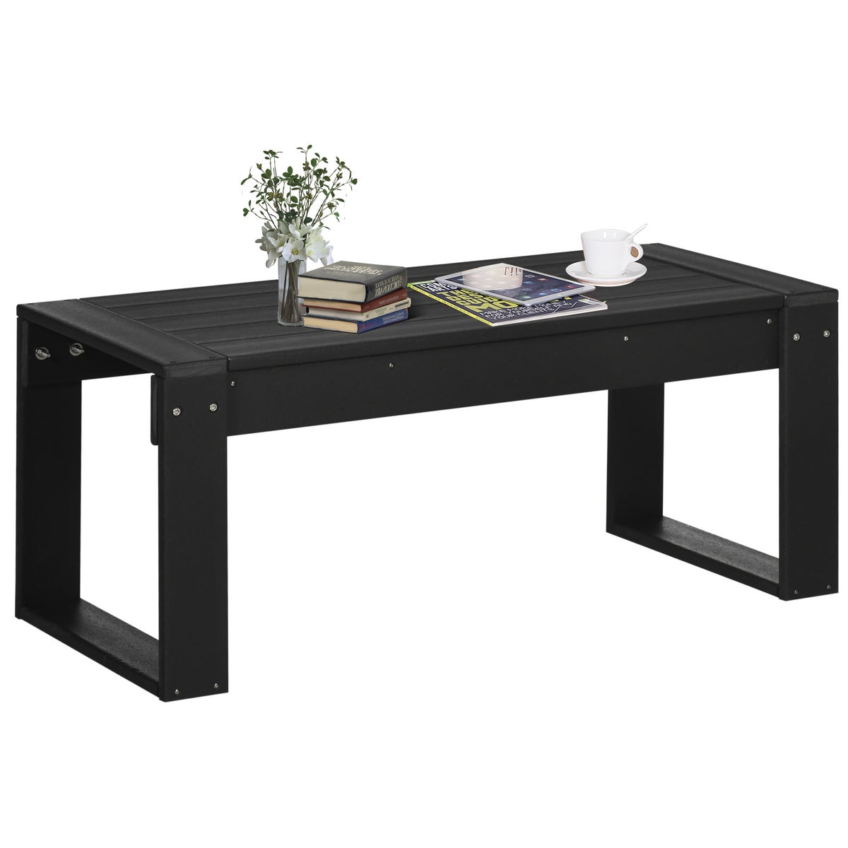 Outsunny bijzettafel, 95L x 42B x 40H cm, HDPE, zwart