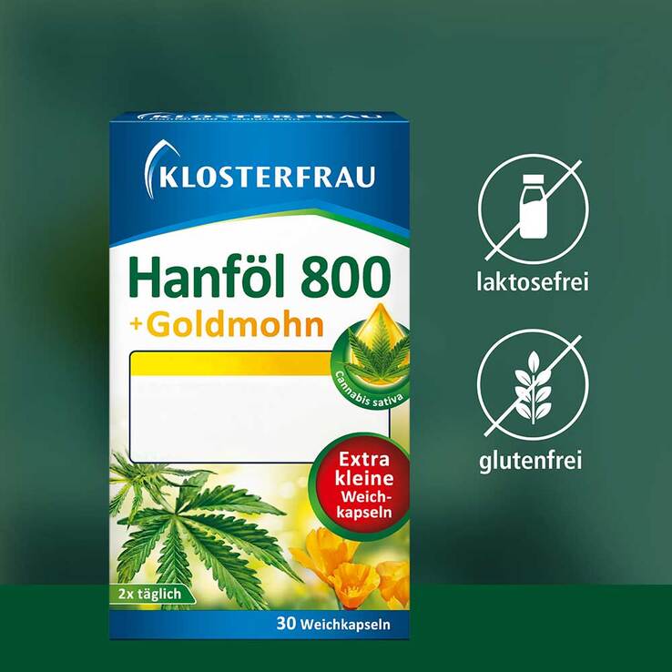 Klosterfrau Hanföl 800 mg + Goldmohn Weichkapseln, 30 St